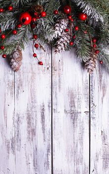 Christmas border design with snow covered pinecones