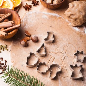 Traditional christmas gingerbread is cooking on the table