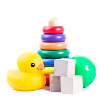 Baby toys isolated on the  white background