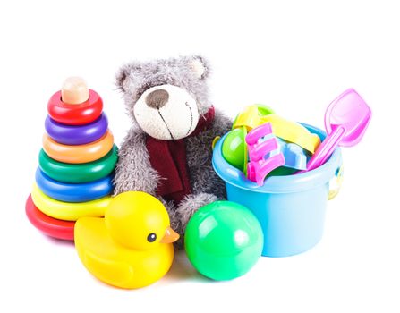 Toddler's toys isolated on the  white background