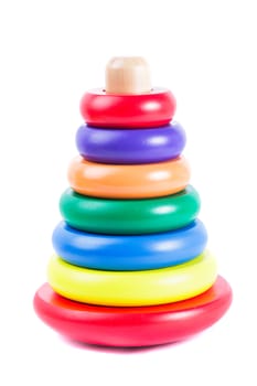 Colourful wooden pyramid - toy for a baby