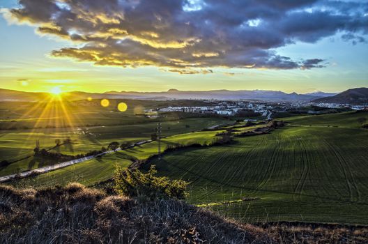 Beautiful sunset over the Navarra's valley in Spain.
