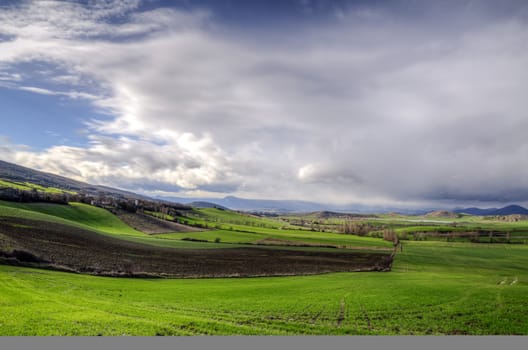 View over the Navarra's meadows in Spain