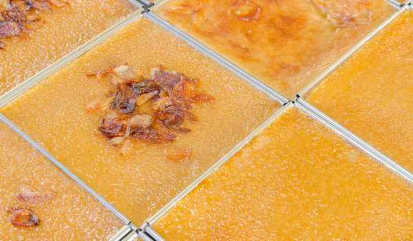 Mung Bean Thai Custard Dessert Recipe (Khanom Maw Kaeng)  sell at the fresh food market in the morning