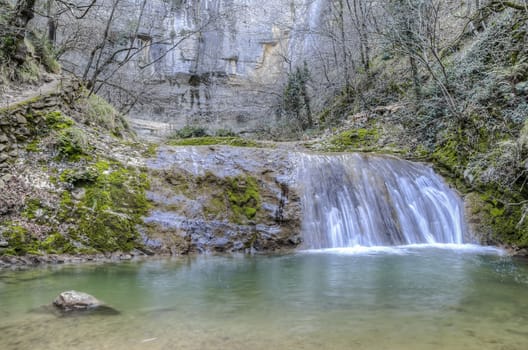 Very beautiful waterfall in the Navarra's mountain in Spain.