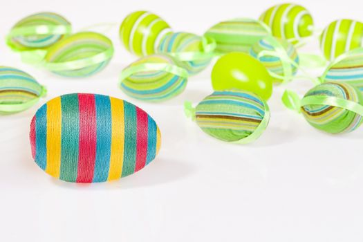 Painted eggs decorated by various colors before Easter. Eggs covered by lacquer and ornamented by miniature painting which. Painted eggs are the part of people's tradition in some of the Polish regions.