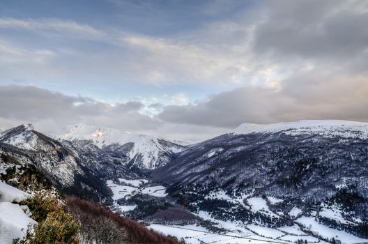 Beautiful winter view over the mountains in Spain