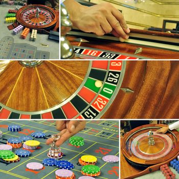 image with a casino roulette table game collage