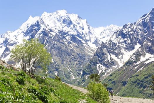 Scenery of rockies in Caucasus region in Russia