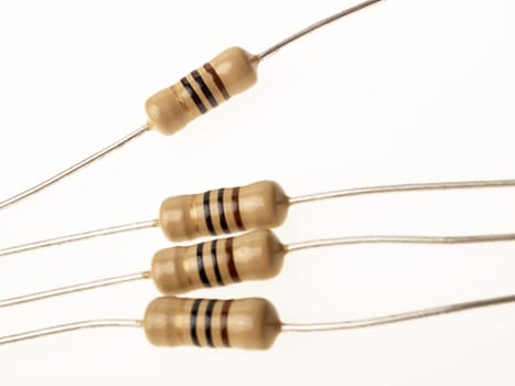 Resistors macro isolated on white