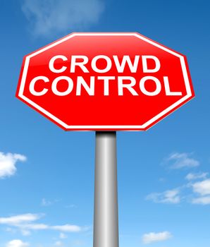 Illustration depicting a sign with a crowd control concept.