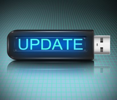 Illustration depicting a usb flash drive with an update concept.
