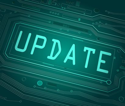 Abstract style illustration depicting printed circuit board components with an update concept.