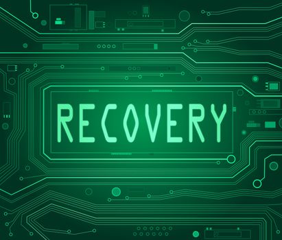 Abstract style illustration depicting printed circuit board components with a recovery concept.