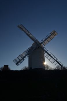 A traditional windmill on Clayton Hill, Sussex, England.Built in 1821 this mill is affectionetly called Jill with the unrestored mill in the background named Jack.
