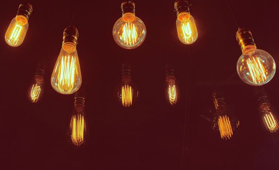 Vintage lighting decor with retro filter effect