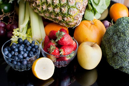 healthy variety of fresh fruits and vegetables