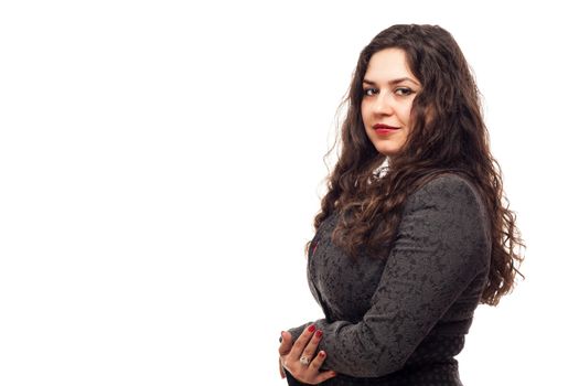 Confident business woman portrait isolated over a white background