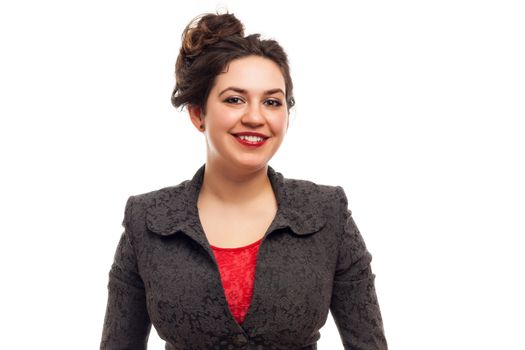 Confident business woman portrait isolated over a white background