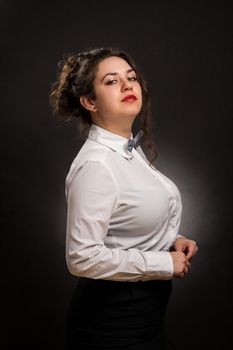stylish confident woman portrait , with dark background