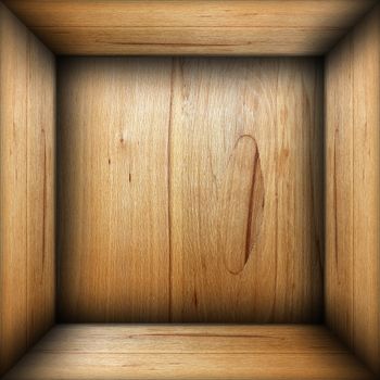 abstract interior of plywood box, empty wood finished room backdrop