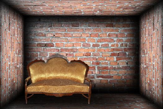 abstract empty backdrop with sofa in brick finished room