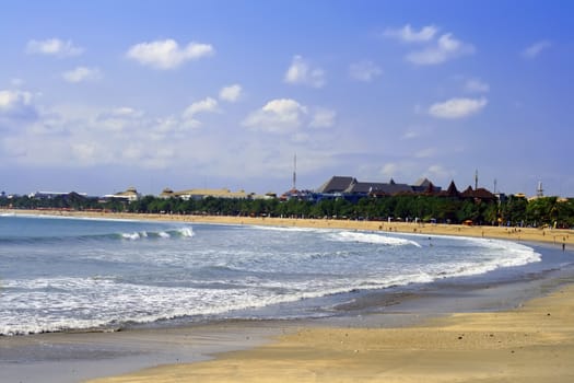 Kuta Bay Beach, Bali. Indonesia. Ocean Coastline.
