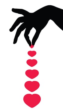 hand in love silhouette vector