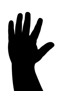 a two years old child hand silhouette, vector