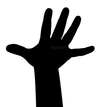 a two years old child hand silhouette, vector