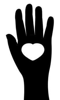 Hand with heart icon, vector illustration