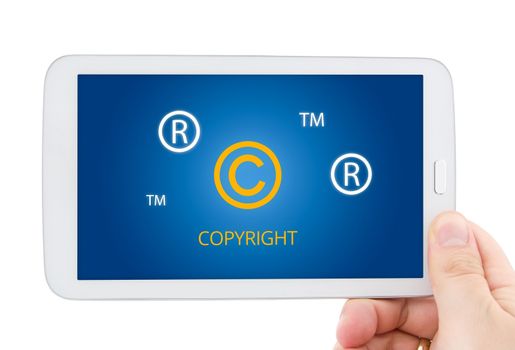 Copyright, registered, trademark symbols on tablet pc display