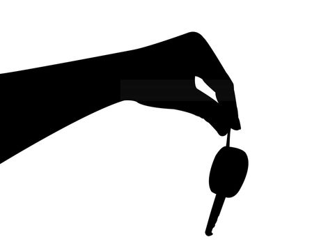 hand giving key, silhouette vector