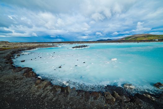 The famous blue lagoon geothermal bath near Reykjavik, Iceland