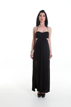 woman in a black dress