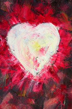 Heart painted canvas as background. Art is created and painted by photographer.