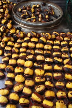 roasted chestnut as background