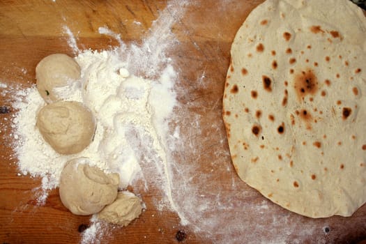 Making homemade pastry "(turkish pastry named gozleme)"