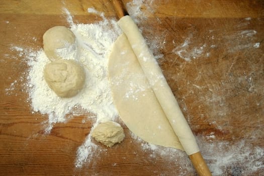Making homemade pastry "(turkish pastry named gozleme)"