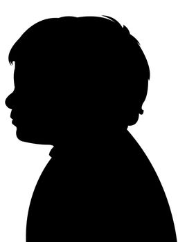 three years old baby boy head silhouette, vector