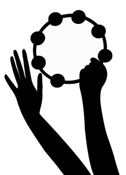 hands playing tambourine, vector