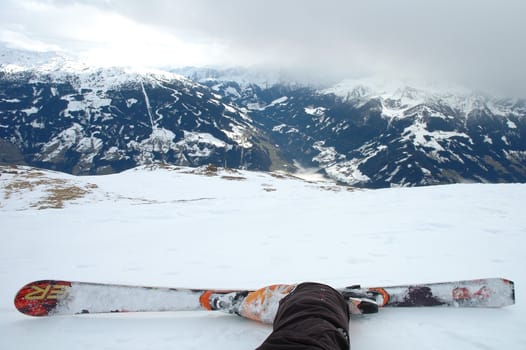 Ski mountains and Zillertal valley in Austria