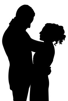 just married couple silhouette, vector