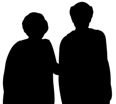 old couple together,silhouette vector