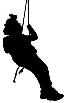 Little poor girl swinging, silhouette vector