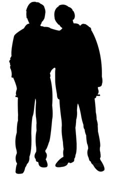 two poor men silhouette vector