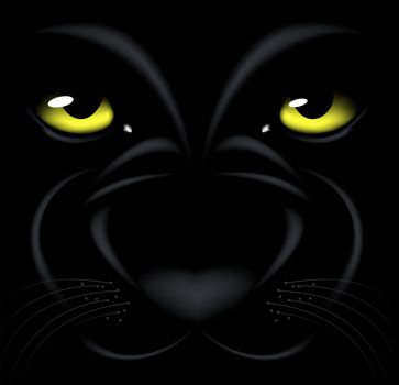 beautiful black background with yellow eyes and muzzle Panthers