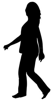 walking girl silhouette vector