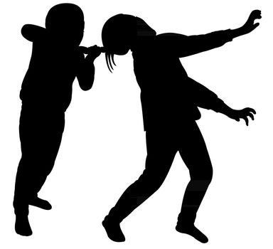 girls fighting silhouette vector