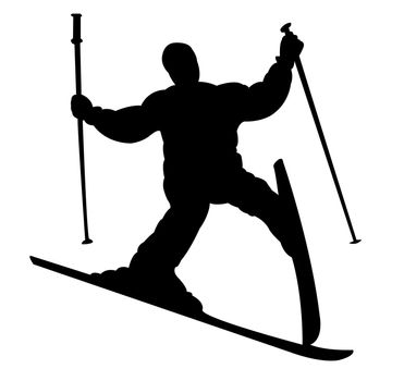 failure at ski, fallin skiier silhouette vector